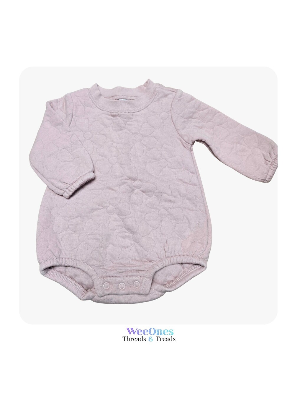 Carter's Baby Pink Quilted Long Sleeve Bodysuit 3M